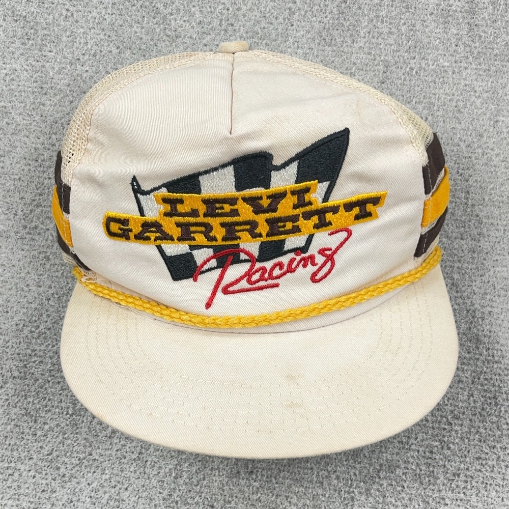 Vintage Levi Garrett Trucker Hat Cap Snapback 3 Stripe Racing Tobacco 80s 90s *